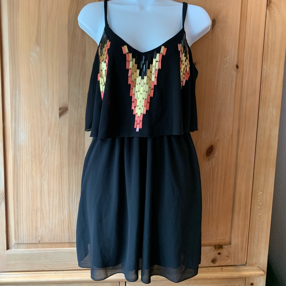 Sequin Hearts lined dress -black